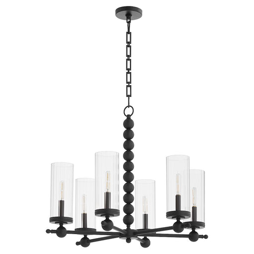 Quorum Lee Blvd 6Lt Chandelier, Matte Black/Clear/Fluted - 660-6-59