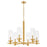 Quorum Lee Blvd 6Lt Chandelier, Aged Brass/Clear/Fluted