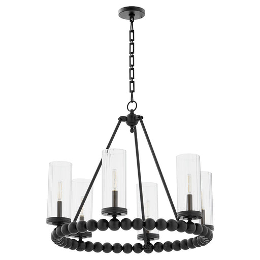 Quorum Lee Blvd 6Lt Ring Chandelier, Matte Black/Clear/Fluted - 661-6-59