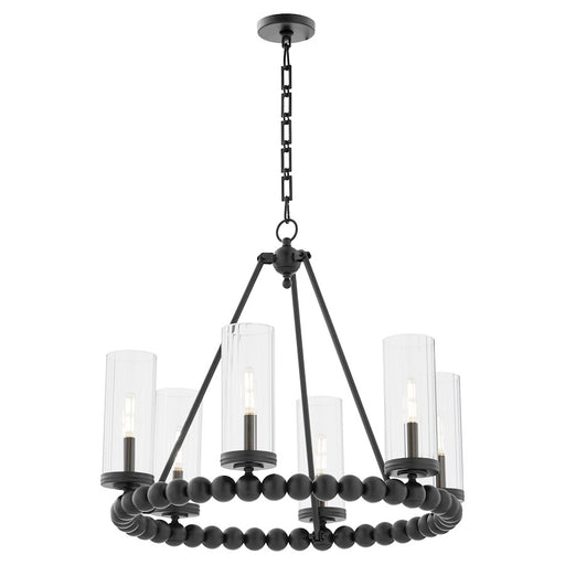 Quorum Lee Blvd 6Lt Ring Chandelier, Matte Black/Clear/Fluted