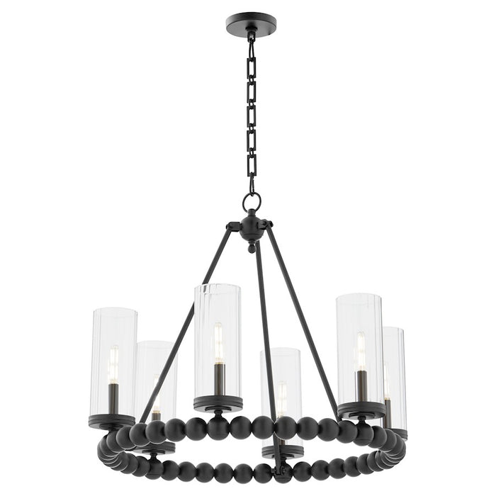 Quorum Lee Blvd 6Lt Ring Chandelier, Matte Black/Clear/Fluted