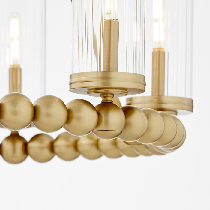 Quorum Lee Blvd 6Lt Ring Chandelier, Aged Brass/Clear/Fluted