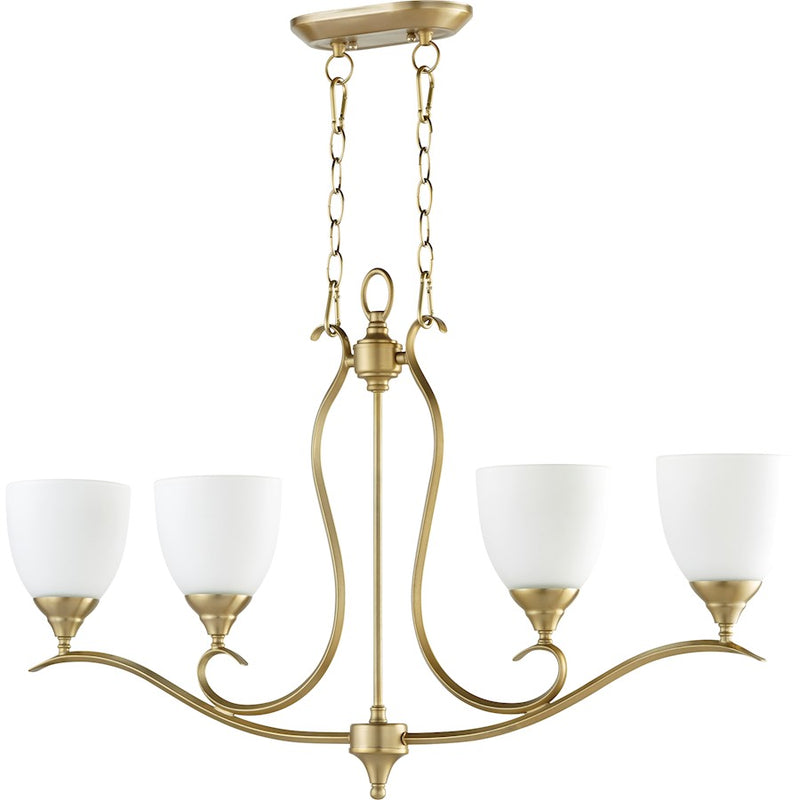 Quorum Flora 4 Light 5.5' Island, Aged Brass