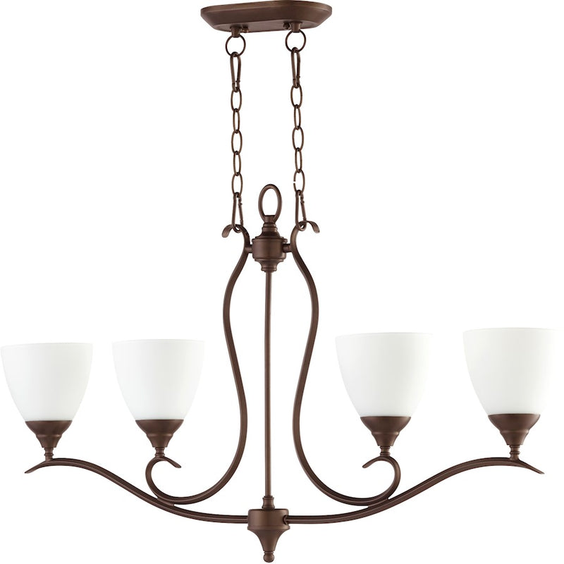 Quorum Flora 4 Light 5.5' Island, Oiled Bronze