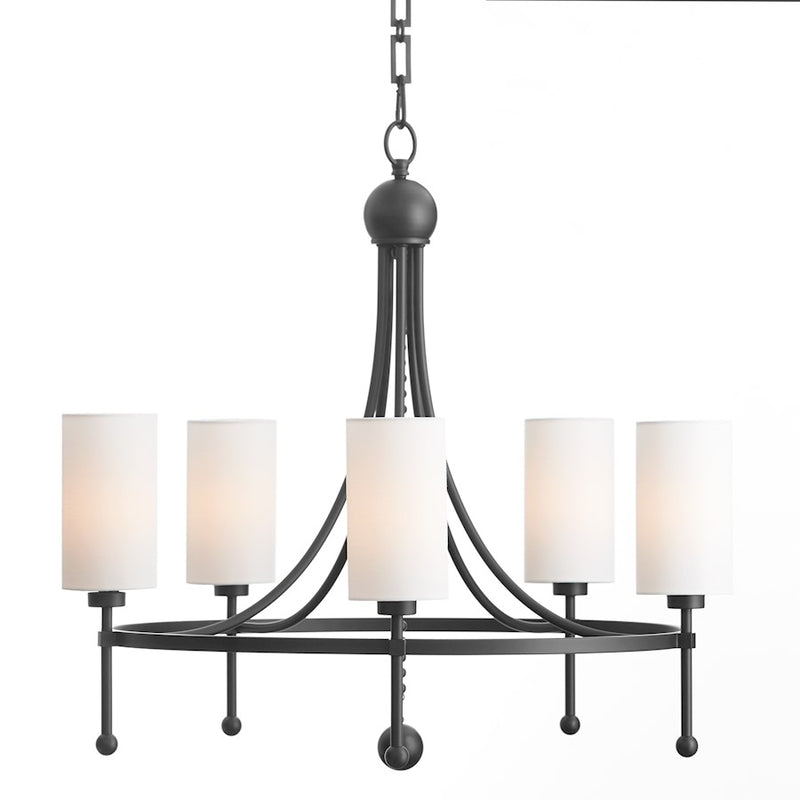 Quorum Lee Blvd 5Lt Bead Chandelier, Matte Black/White