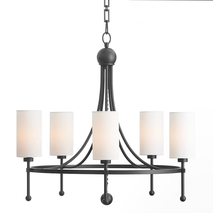 Quorum Lee Blvd 5Lt Bead Chandelier, Matte Black/White