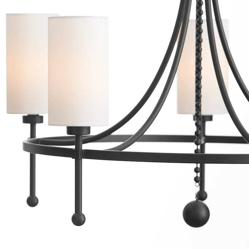 Quorum Lee Blvd 5Lt Bead Chandelier, Matte Black/White