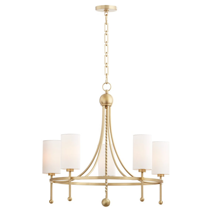 Quorum Lee Blvd 5Lt Bead Chandelier, Aged Brass/White