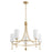 Quorum Lee Blvd 5Lt Bead Chandelier, Aged Brass/White