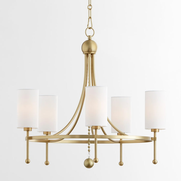 Quorum Lee Blvd 5Lt Bead Chandelier, Aged Brass/White