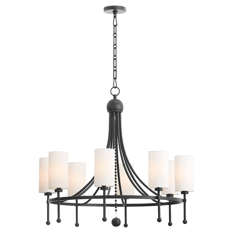 Quorum Lee Blvd 8Lt Bead Chandelier, Matte Black/White