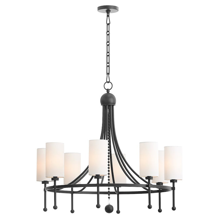 Quorum Lee Blvd 8Lt Bead Chandelier, Matte Black/White