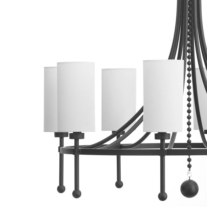 Quorum Lee Blvd 8Lt Bead Chandelier, Matte Black/White