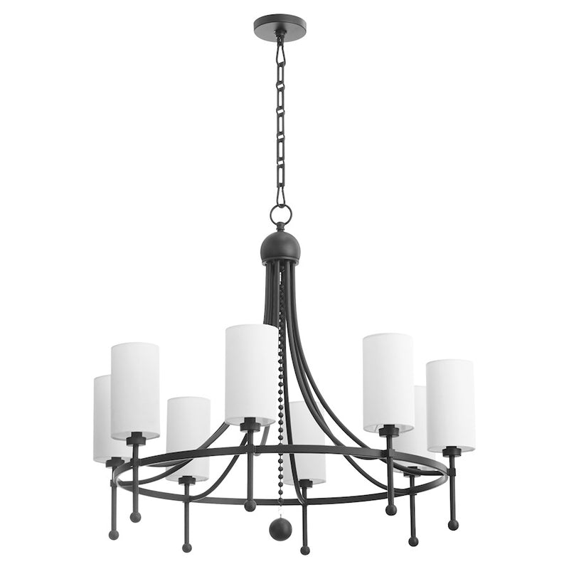 Quorum Lee Blvd 8Lt Bead Chandelier, Matte Black/White