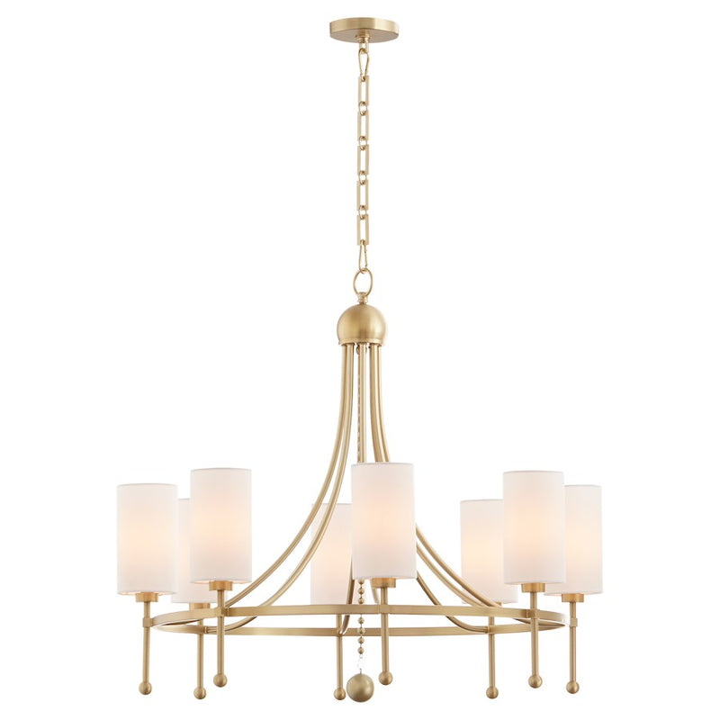 Quorum Lee Blvd 8Lt Bead Chandelier, Aged Brass/White