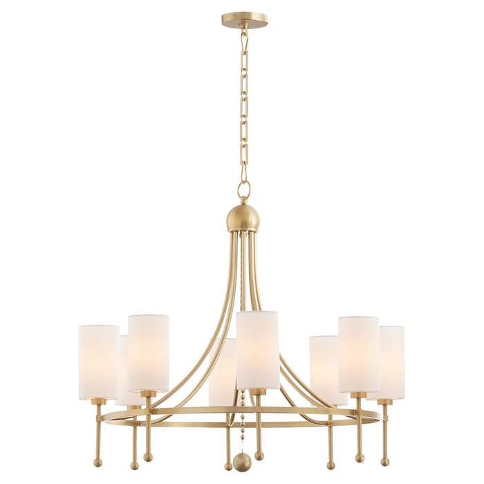 Quorum Lee Blvd 8Lt Bead Chandelier, Aged Brass/White
