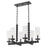 Quorum Lee Blvd 6Lt Linear Chandelier, Matte Black/Clear/Fluted