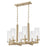 Quorum Lee Blvd 6Lt Linear Chandelier, Aged Brass/Clear/Fluted