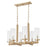 Quorum Lee Blvd 6Lt Linear Chandelier, Aged Brass/Clear/Fluted