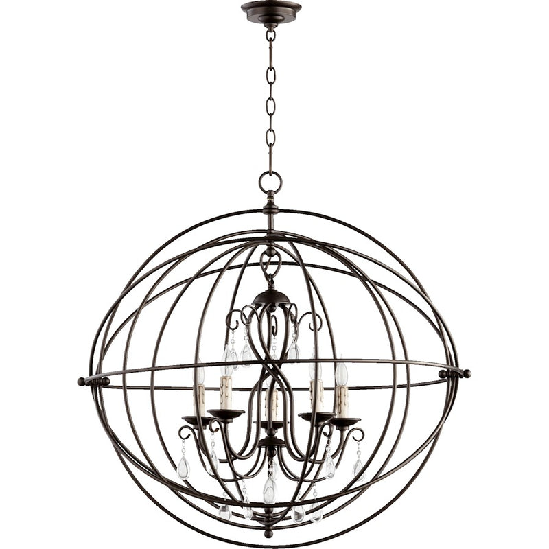 Quorum Cilia 5 Light Chandelier, Oiled Bronze