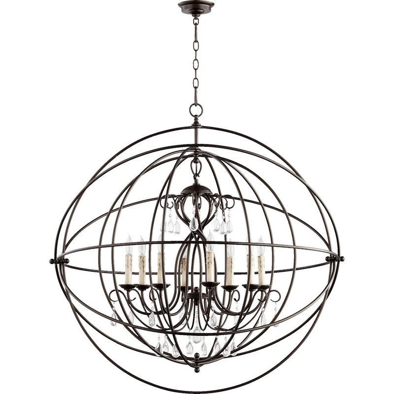 Quorum Cilia 8 Light Chandelier, Oiled Bronze