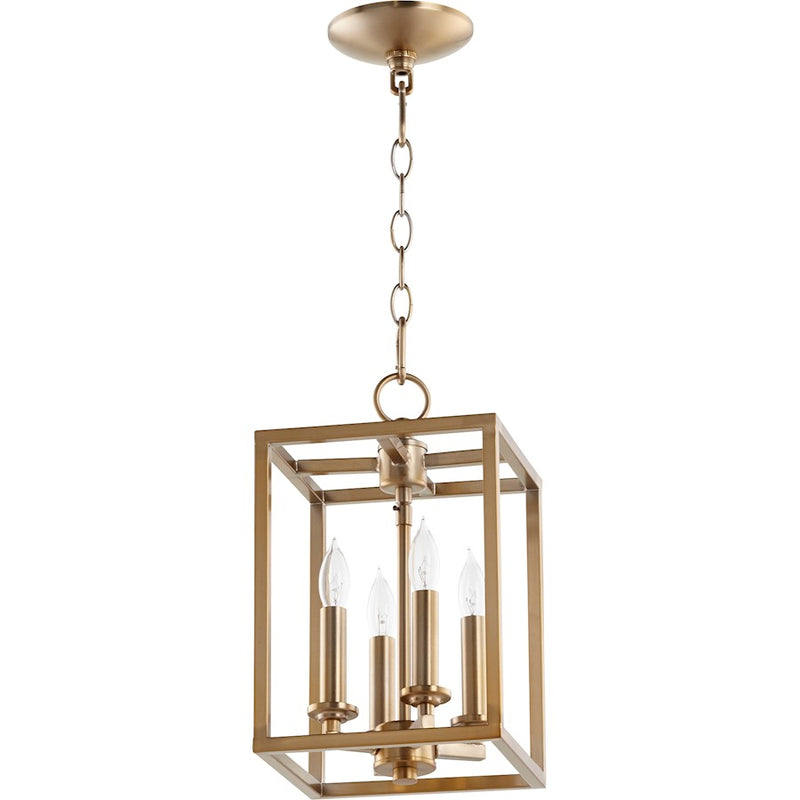 Quorum 4 Light 8" Entry, Aged Brass