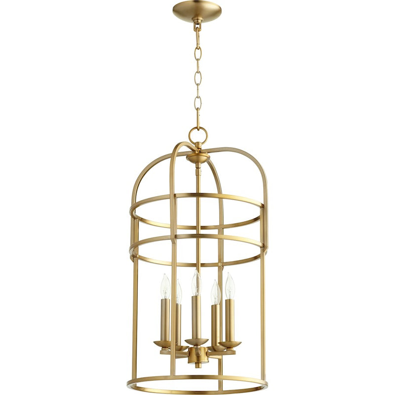 Quorum 5 Light 14" Entry, Aged Brass