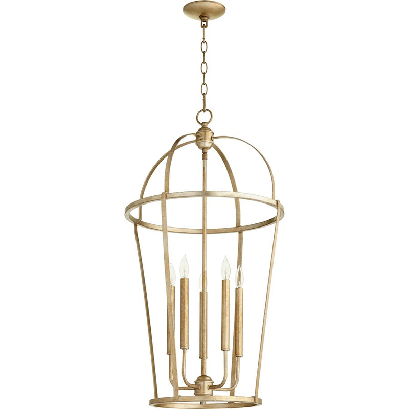 Quorum 5 Light 18" Entry, Aged Silver Leaf