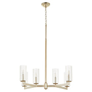 Quorum Merrick 6Lt Chandelier, Aged Silver Leaf/Clear/Fluted - 674-6-60