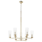 Quorum Merrick 9Lt Chandelier, Aged Silver Leaf/Clear/Fluted - 674-9-60