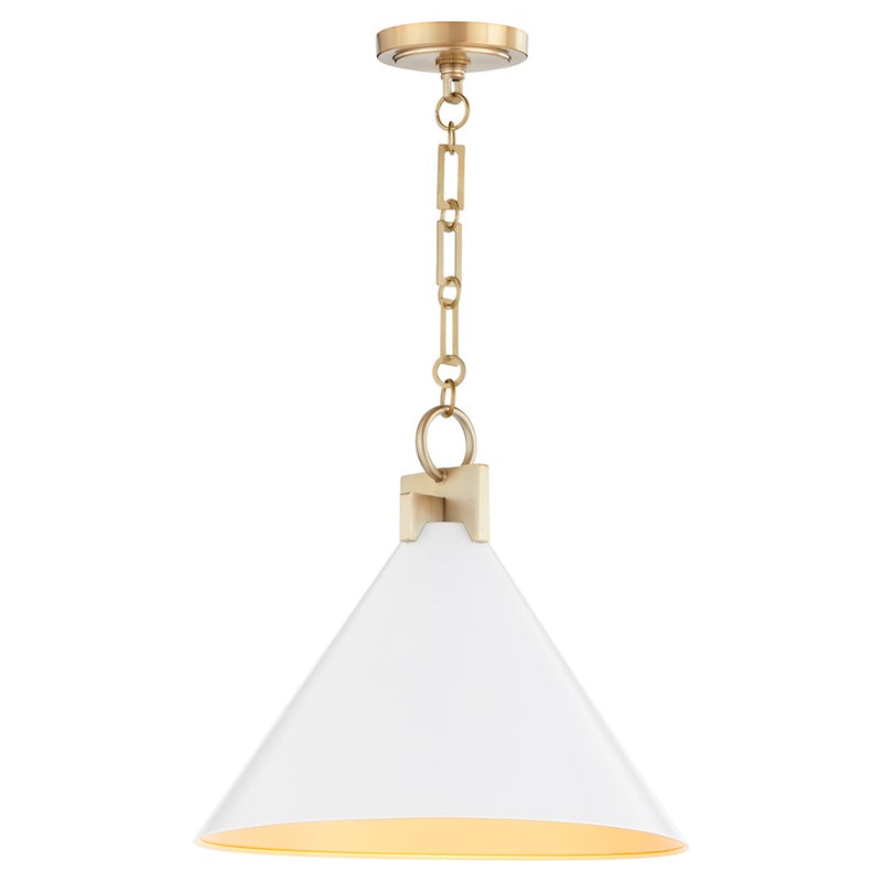 Quorum Jackson 16" Pendant, Studio White/Aged Brass
