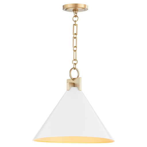 Quorum Jackson 16" Pendant, Studio White/Aged Brass