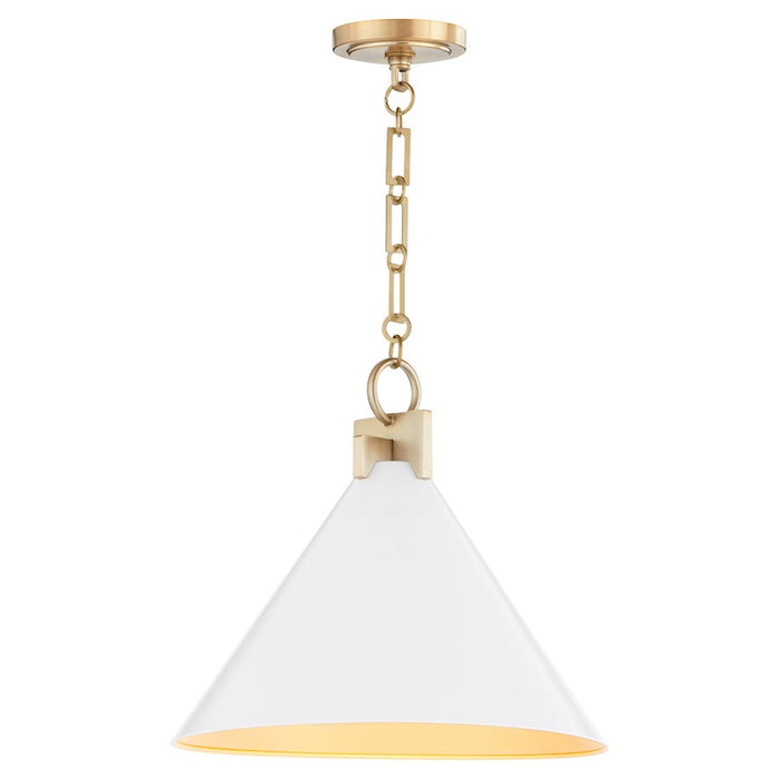 Quorum Jackson 16" Pendant, Studio White/Aged Brass