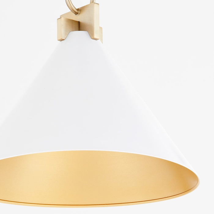 Quorum Jackson 16" Pendant, Studio White/Aged Brass