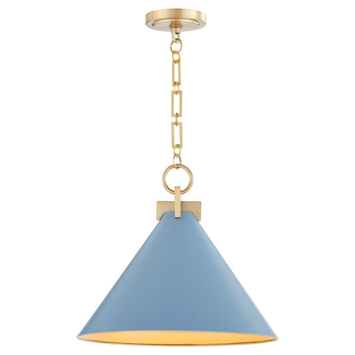 Quorum Jackson 16" Pendant, Blue/Aged Brass