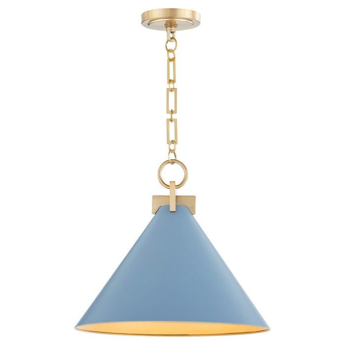 Quorum Jackson 16" Pendant, Blue/Aged Brass