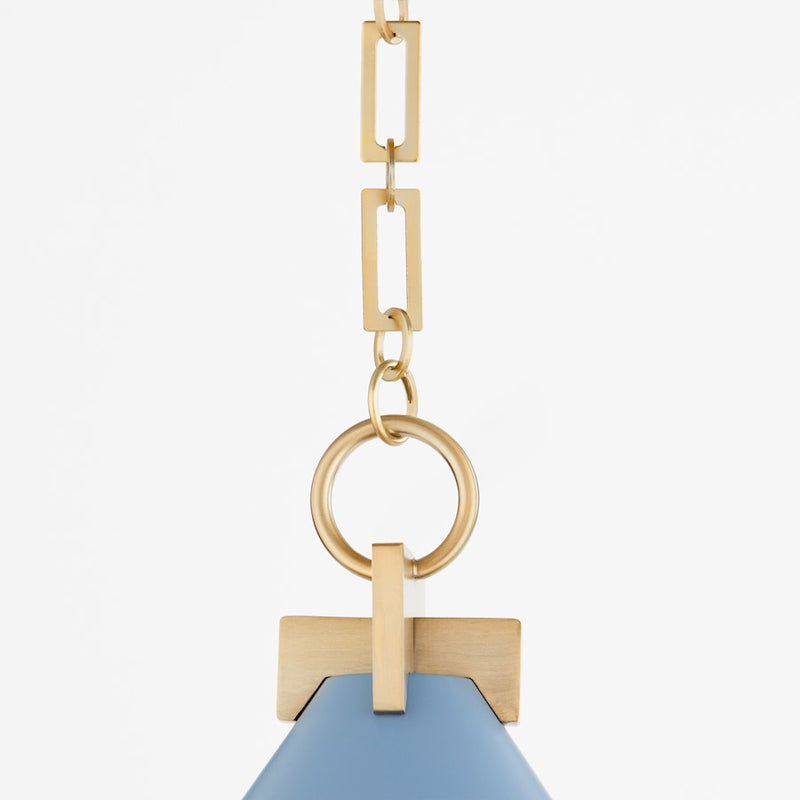 Quorum Jackson 16" Pendant, Blue/Aged Brass