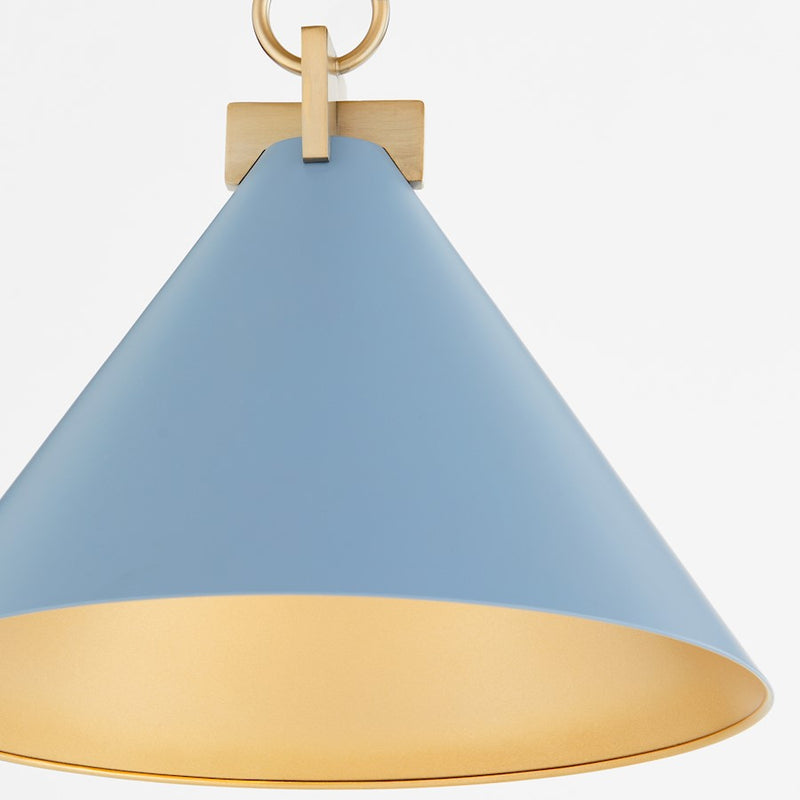 Quorum Jackson 16" Pendant, Blue/Aged Brass