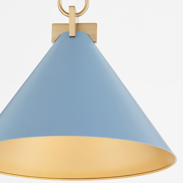 Quorum Jackson 16" Pendant, Blue/Aged Brass