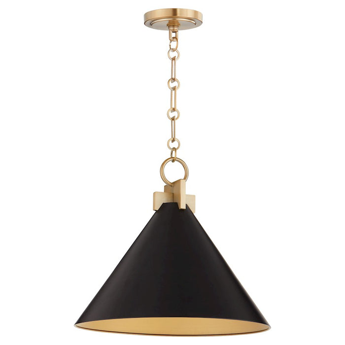 Quorum Jackson 16" Pendant, Matte Black/Aged Brass - 68-16-5980