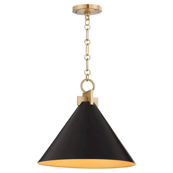 Quorum Jackson 16" Pendant, Matte Black/Aged Brass