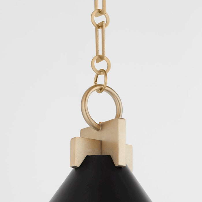 Quorum Jackson 16" Pendant, Matte Black/Aged Brass