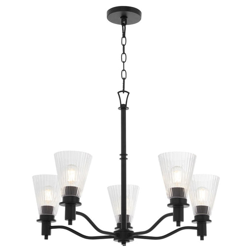 Quorum Lawton 5 Light Chandelier, Matte Black/Clear