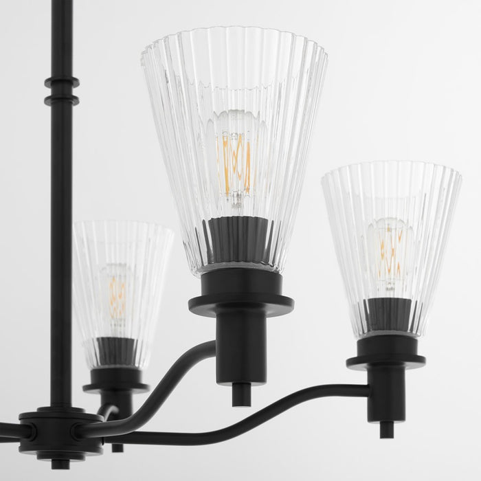 Quorum Lawton 5 Light Chandelier, Matte Black/Clear