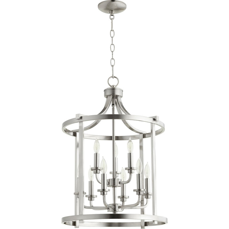 Quorum Lancaster 9 Light 18' Entry, Satin Nickel