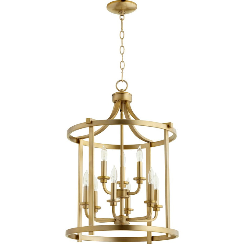 Quorum Lancaster 9 Light 18' Entry, Aged Brass