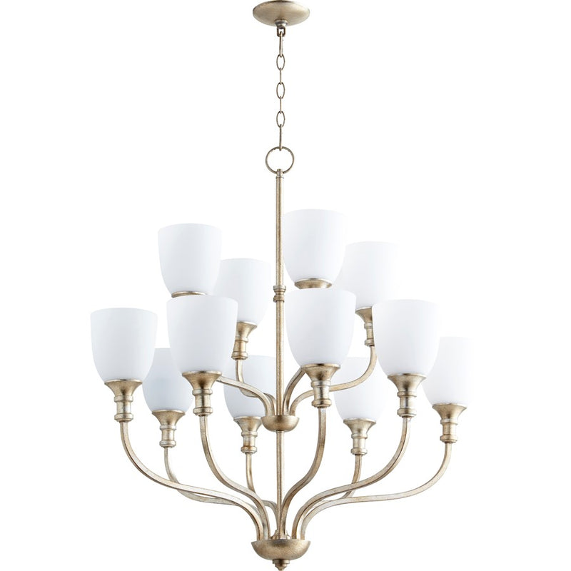 Quorum Richmond 12 Light 34' Chandelier, Aged Silver Leaf