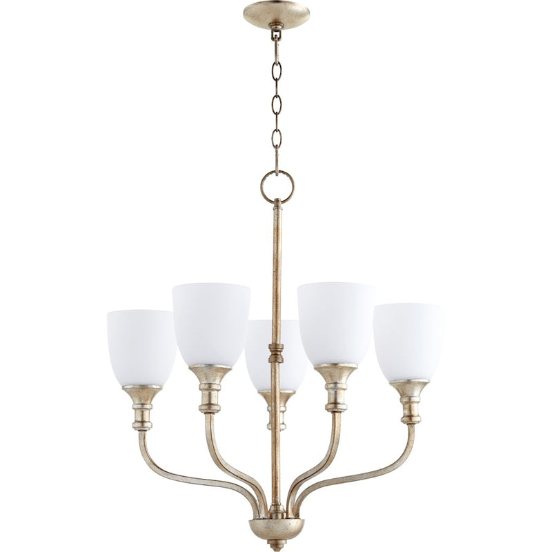 Quorum Richmond 5 Light 24' Chandelier, Aged Silver Leaf