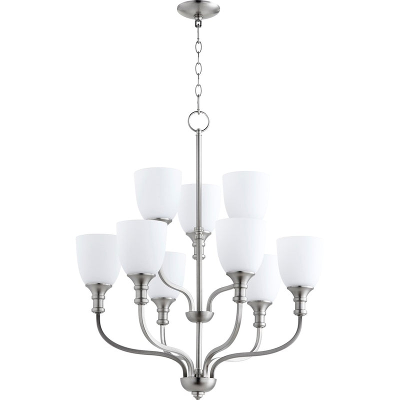 Quorum Richmond 9 Light 26' Chandelier, Satin Nickel