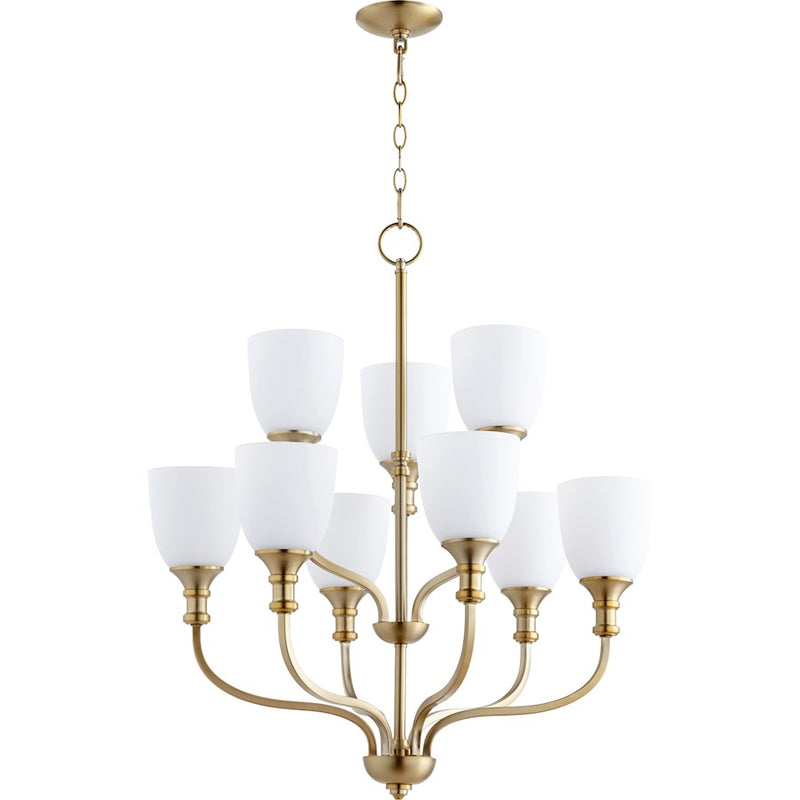 Quorum Richmond 9 Light 26' Chandelier, Aged Brass
